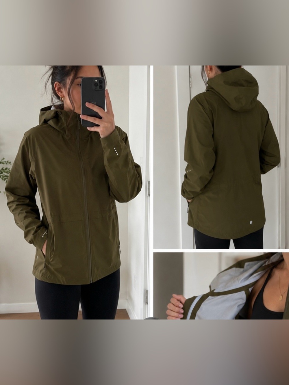 lululemon athletica Olive Green Hooded Rain Jacket